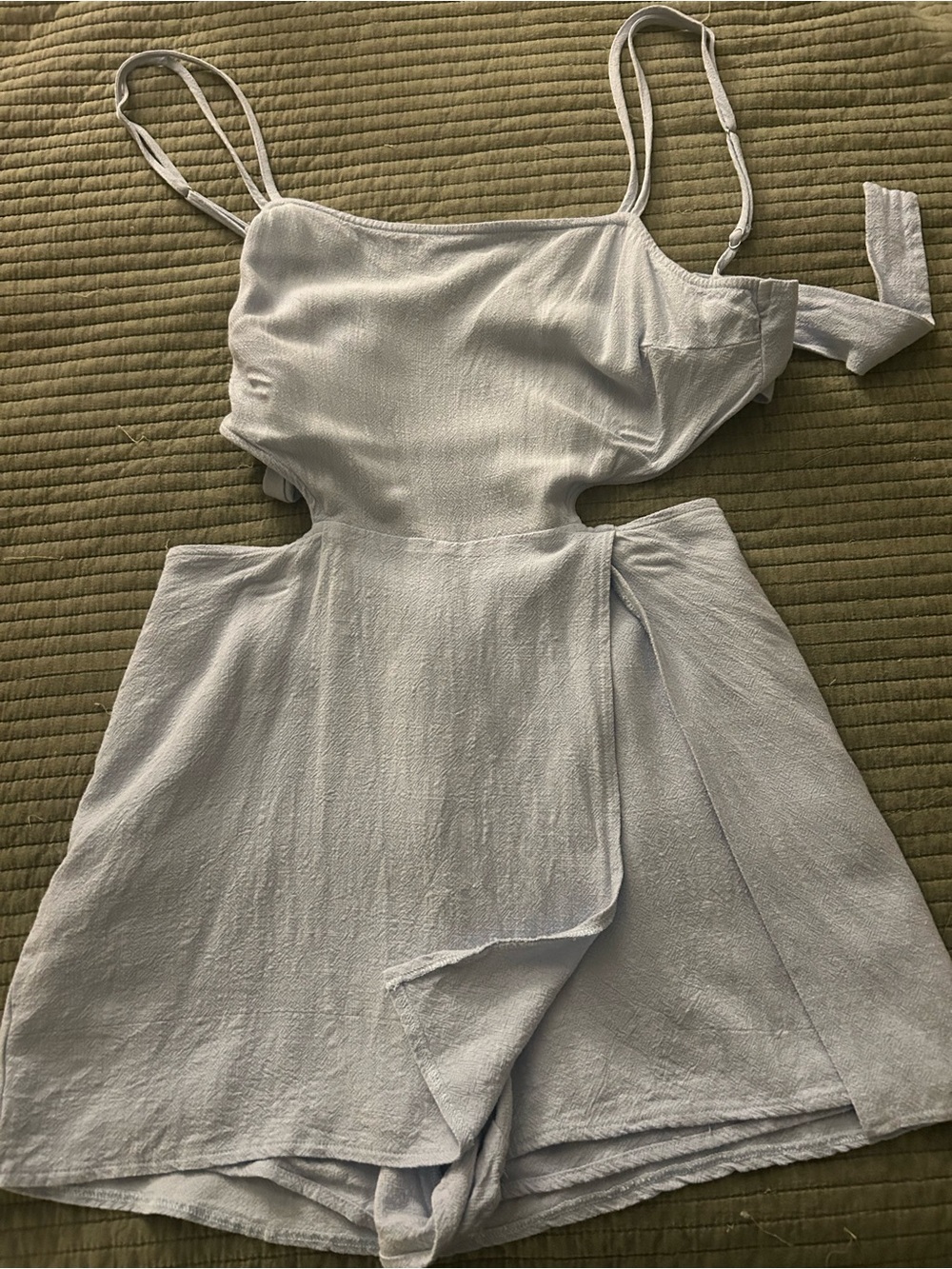 La Hearts White Mini Dress with Side Cutouts and Adjustable Straps